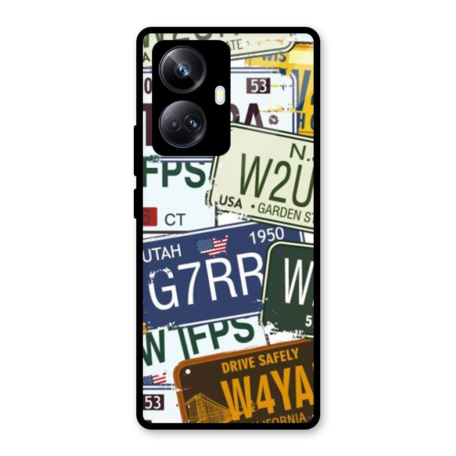 Vintage License Plates Glass Back Case for Realme 10 Pro Plus