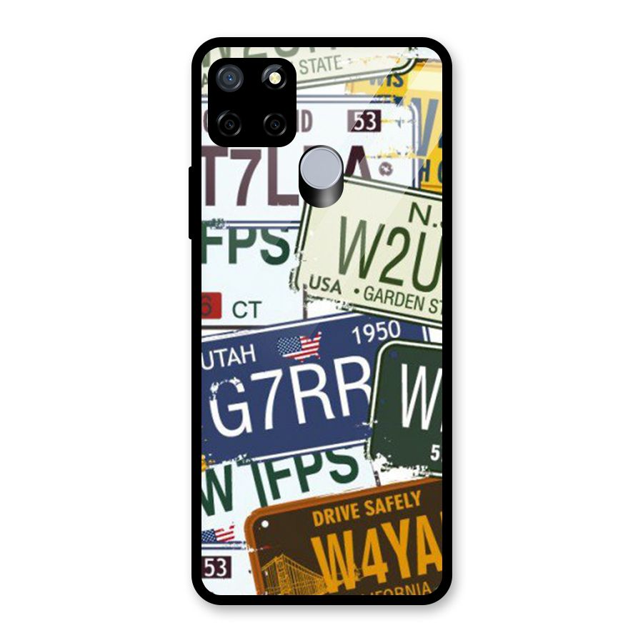 Vintage License Plates Glass Back Case for Realme C12