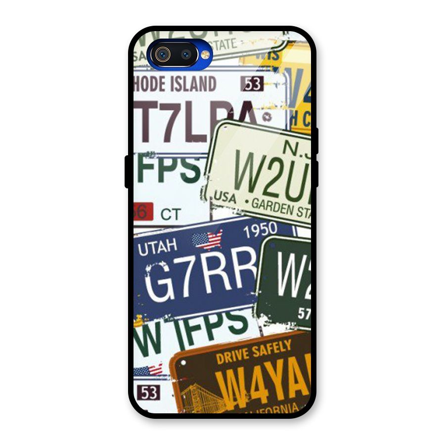 Vintage License Plates Glass Back Case for Realme C2