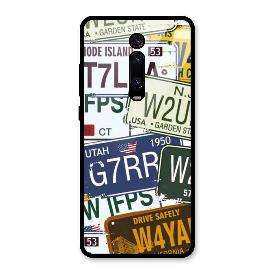 Vintage License Plates Glass Back Case for Redmi K20 Pro