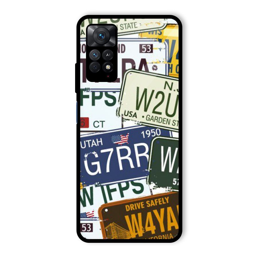 Vintage License Plates Glass Back Case for Redmi Note 11 Pro Plus 5G