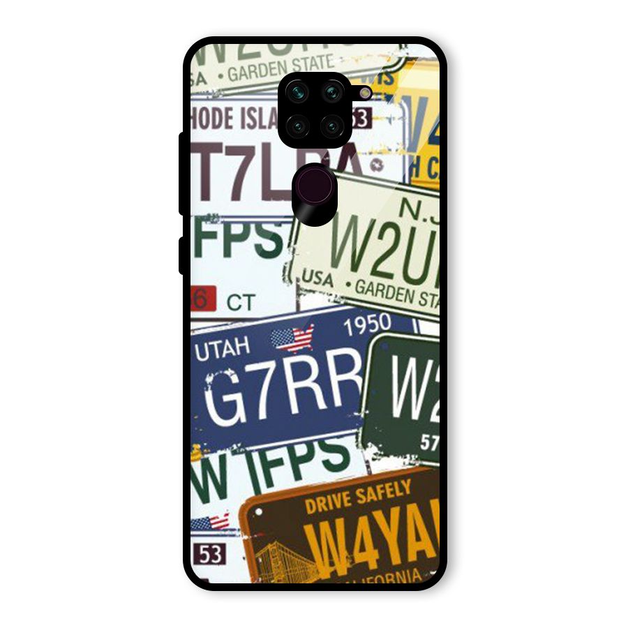 Vintage License Plates Glass Back Case for Redmi Note 9