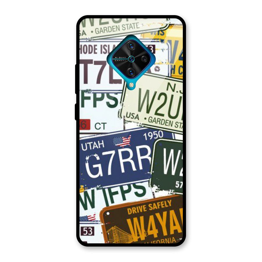 Vintage License Plates Glass Back Case for Vivo S1 Pro