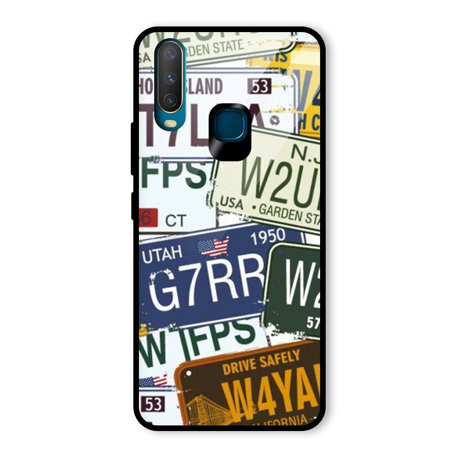 Vintage License Plates Glass Back Case for Vivo U10