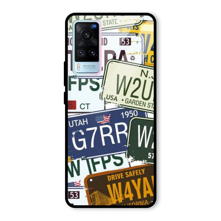 Vintage License Plates Glass Back Case for Vivo X60
