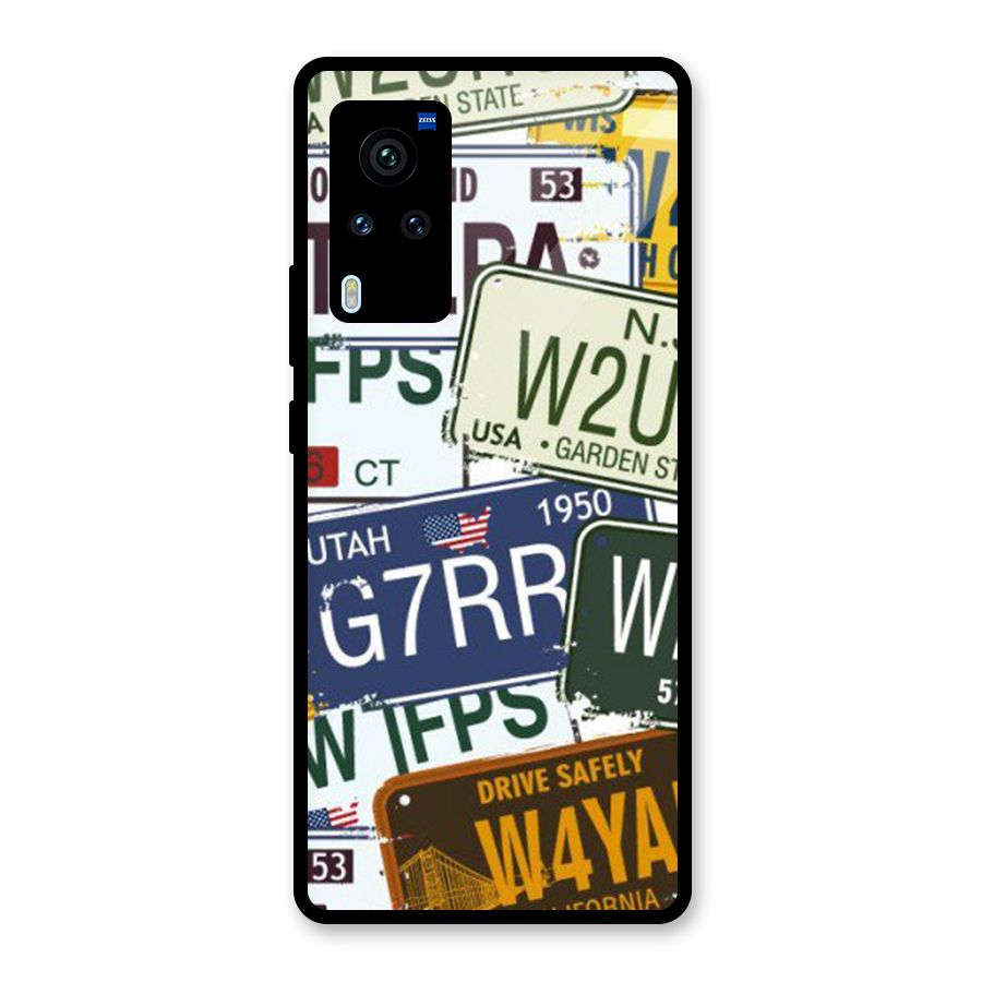 Vintage License Plates Glass Back Case for Vivo X60 Pro