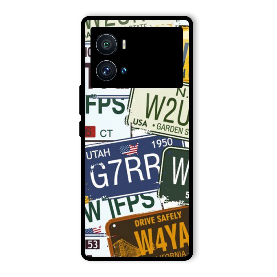 Vintage License Plates Glass Back Case for Vivo iQOO 9 Pro