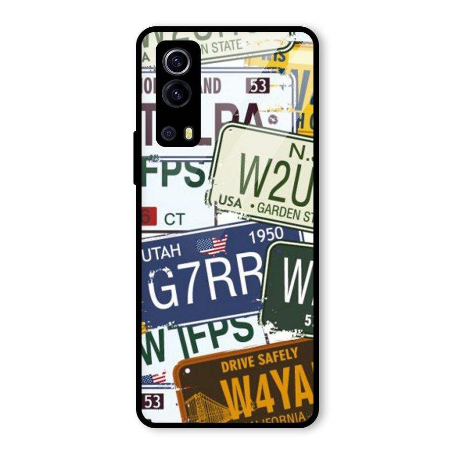 Vintage License Plates Glass Back Case for Vivo iQOO Z3