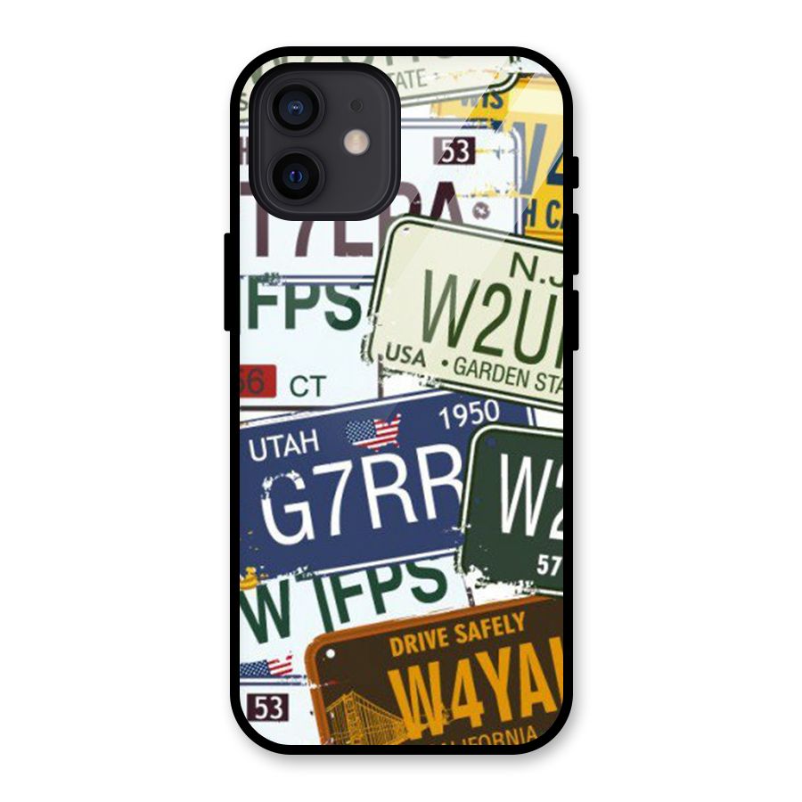 Vintage License Plates Glass Back Case for iPhone 12