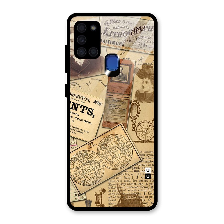 Vintage Memories Glass Back Case for Galaxy A21s