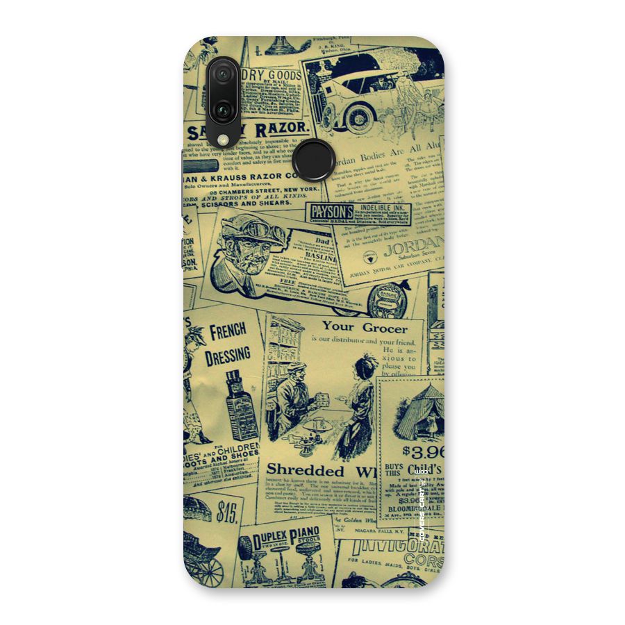Vintage Newspaper Cutouts Back Case for Huawei Y9 (2019)
