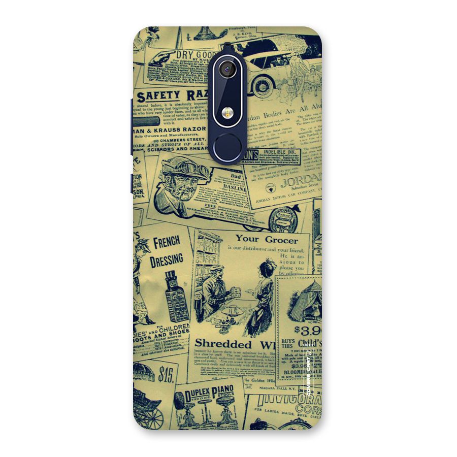 Vintage Newspaper Cutouts Back Case for Nokia 5.1