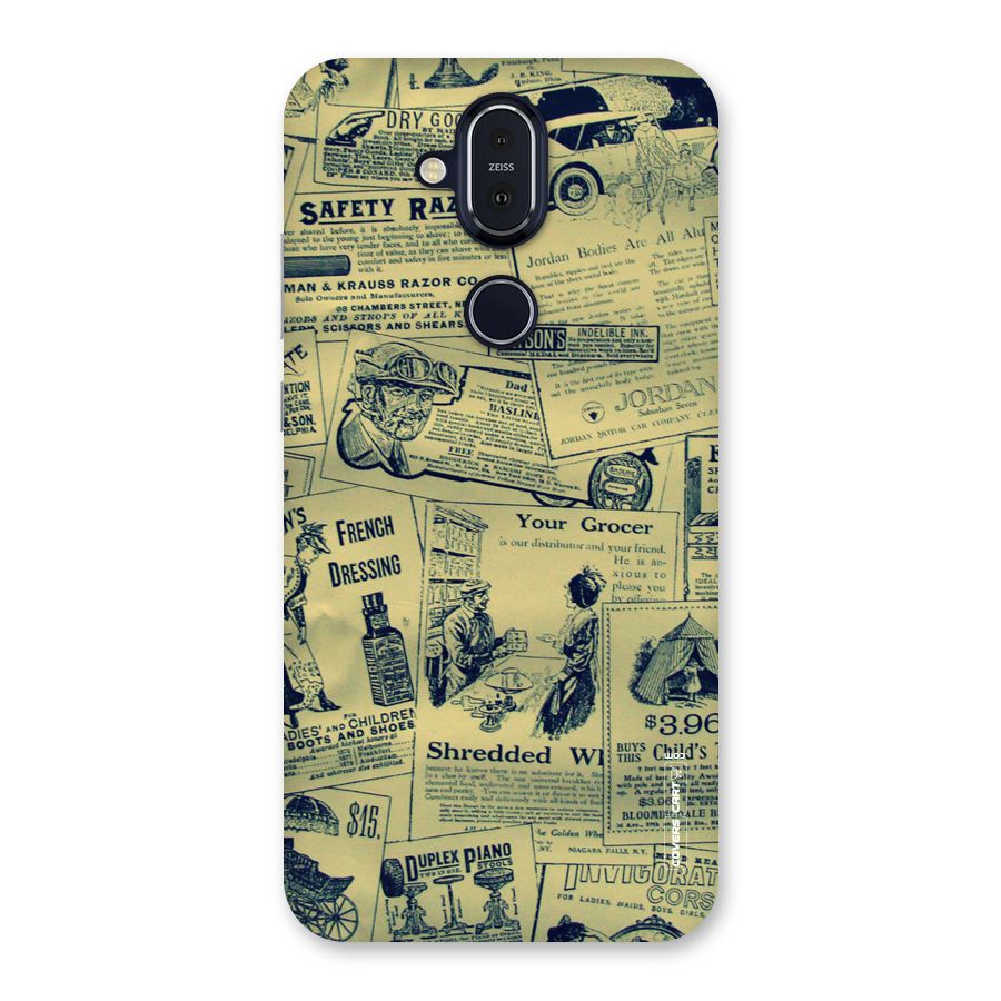 Vintage Newspaper Cutouts Back Case for Nokia 8.1