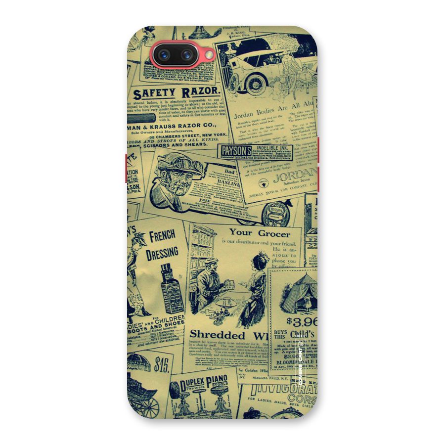 Vintage Newspaper Cutouts Back Case for Oppo A3s