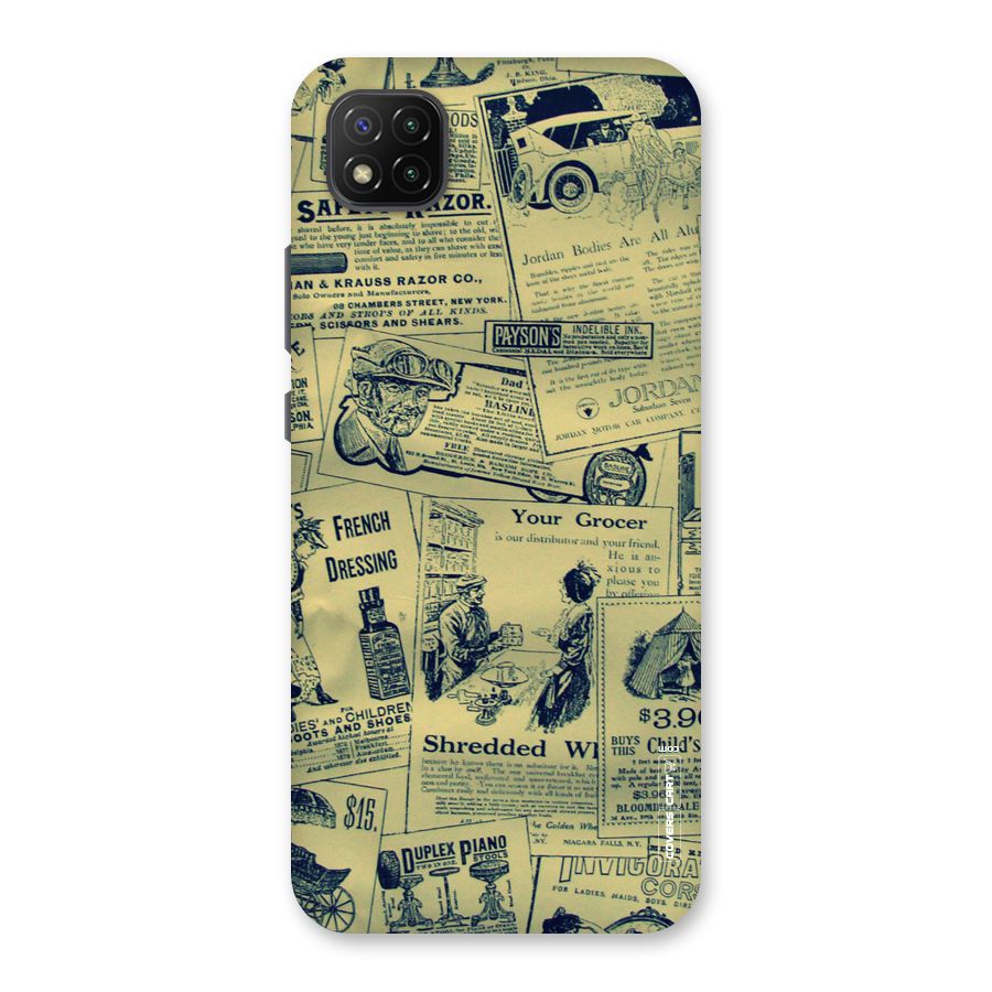 Vintage Newspaper Cutouts Back Case for Poco C3