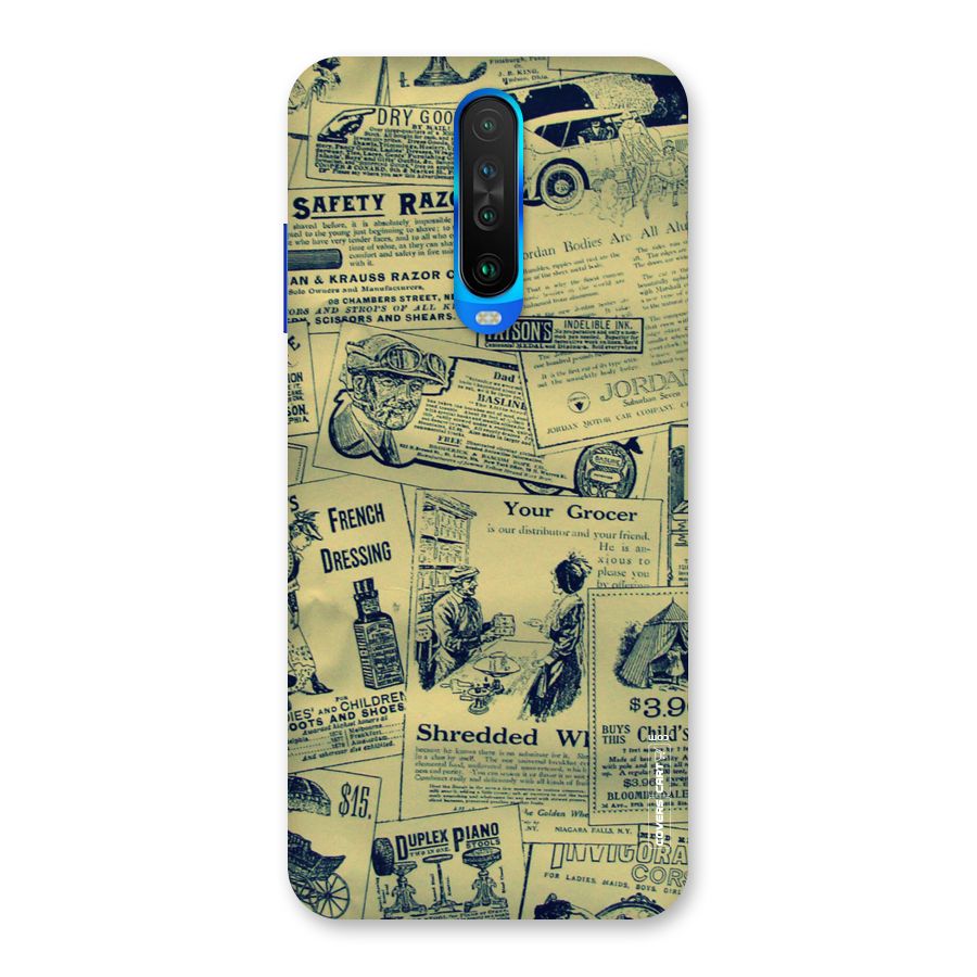Vintage Newspaper Cutouts Back Case for Poco X2