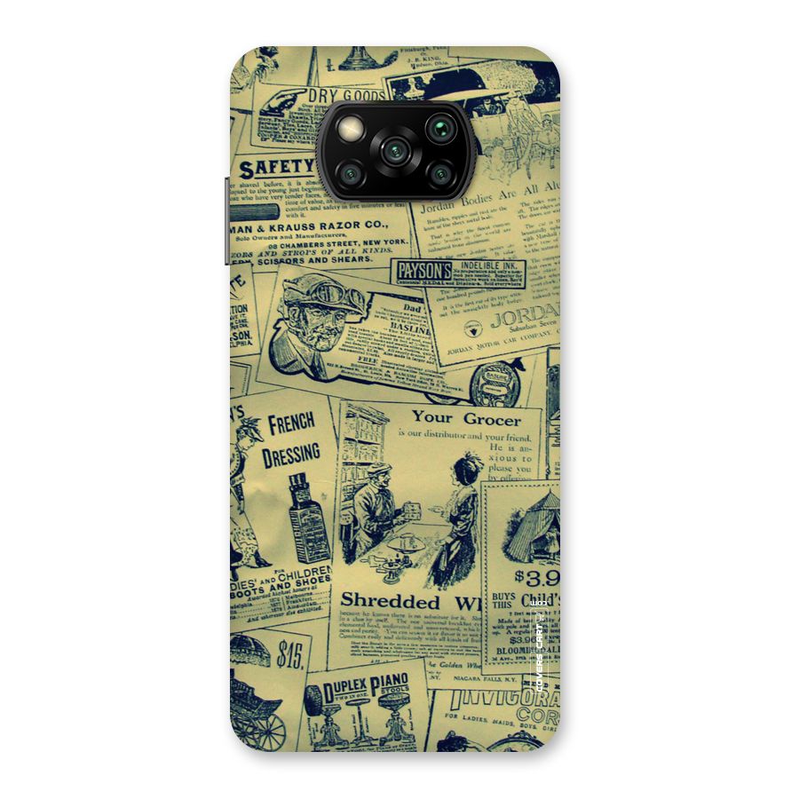 Vintage Newspaper Cutouts Back Case for Poco X3