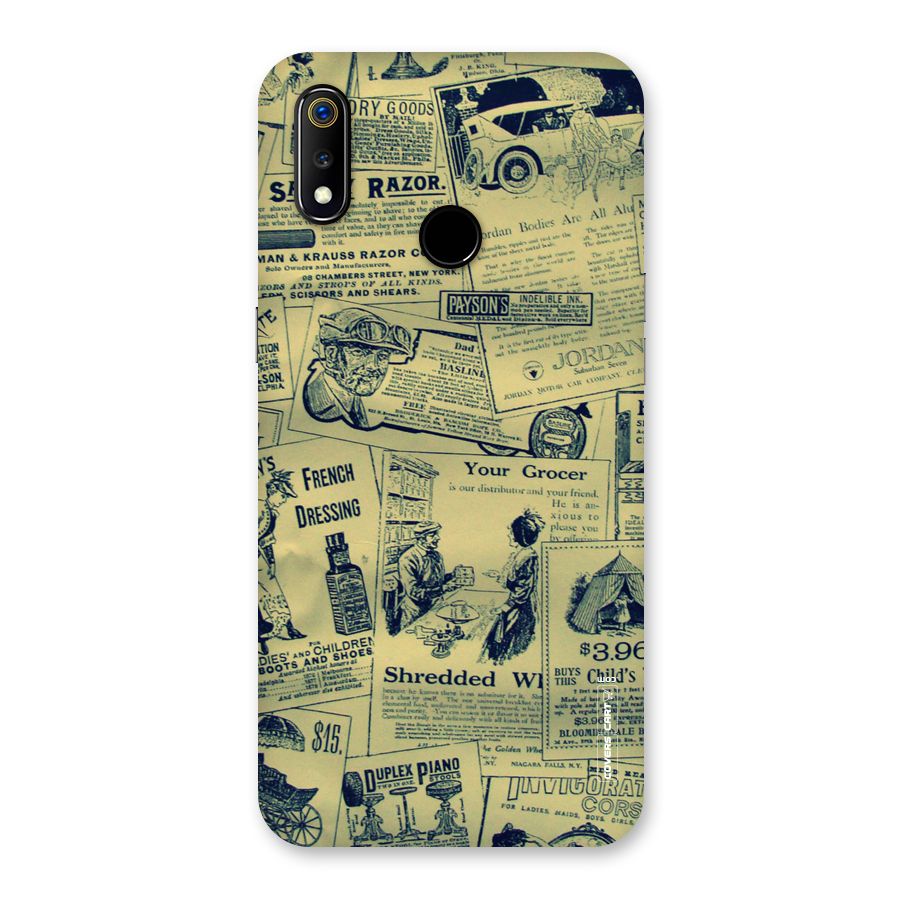 Vintage Newspaper Cutouts Back Case for Realme 3