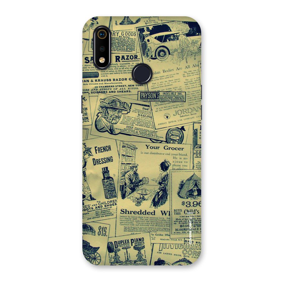 Vintage Newspaper Cutouts Back Case for Realme 3i