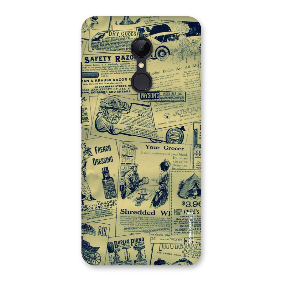 Vintage Newspaper Cutouts Back Case for Redmi 5