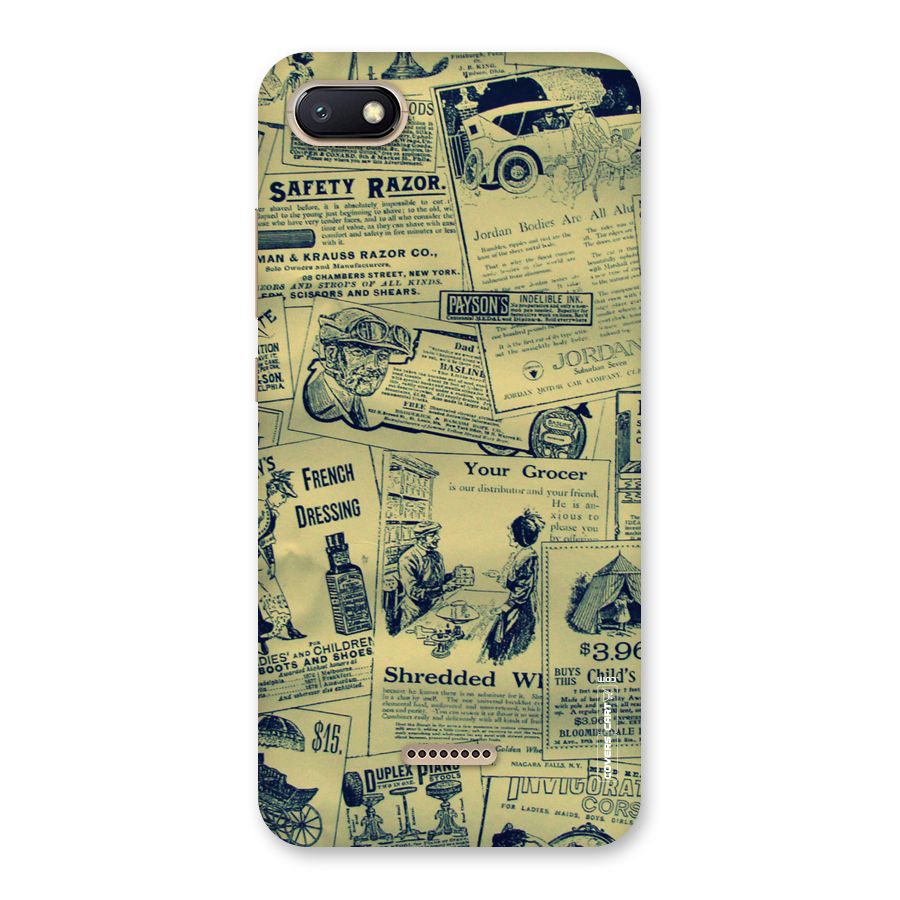 Vintage Newspaper Cutouts Back Case for Redmi 6A