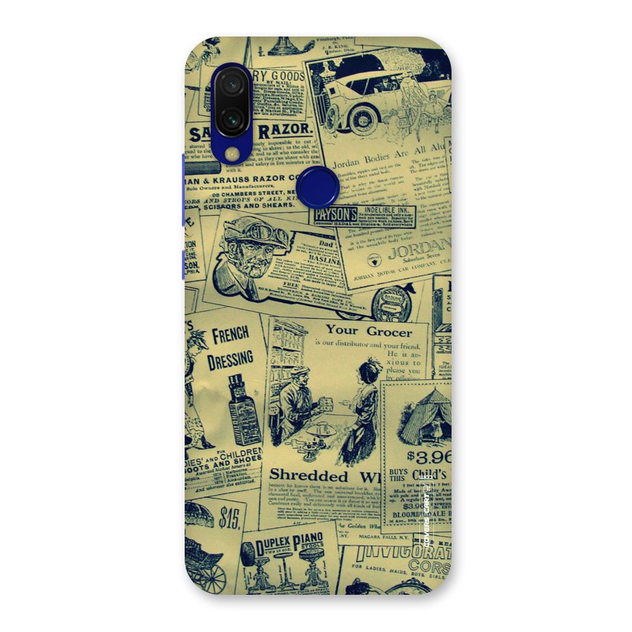 Vintage Newspaper Cutouts Back Case for Redmi 7