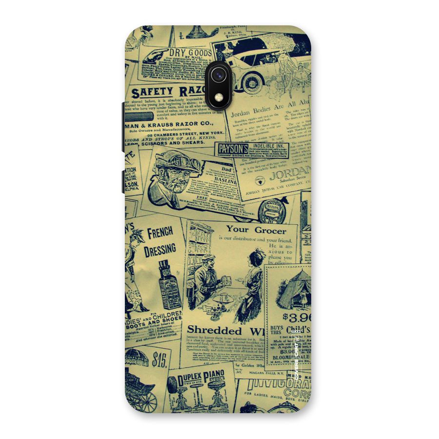 Vintage Newspaper Cutouts Back Case for Redmi 8A
