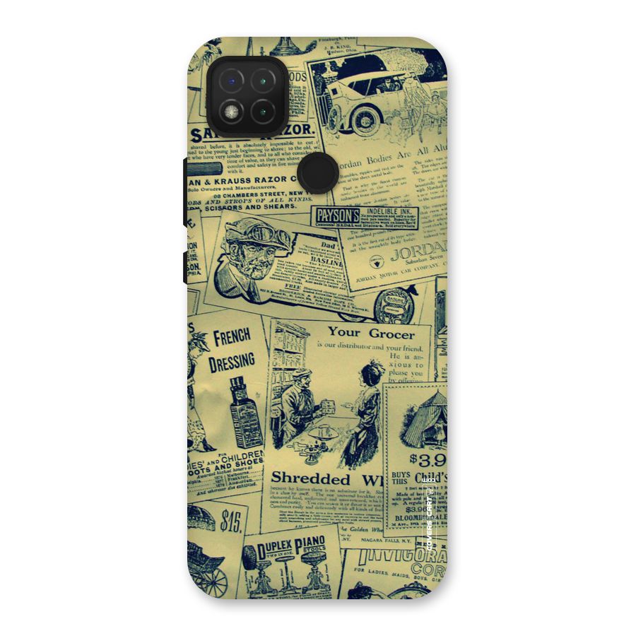 Vintage Newspaper Cutouts Back Case for Redmi 9C
