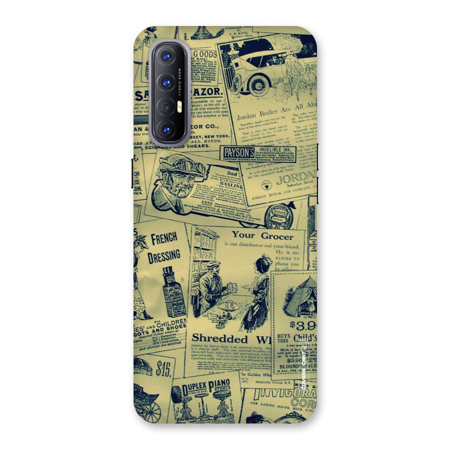 Vintage Newspaper Cutouts Back Case for Reno3 Pro