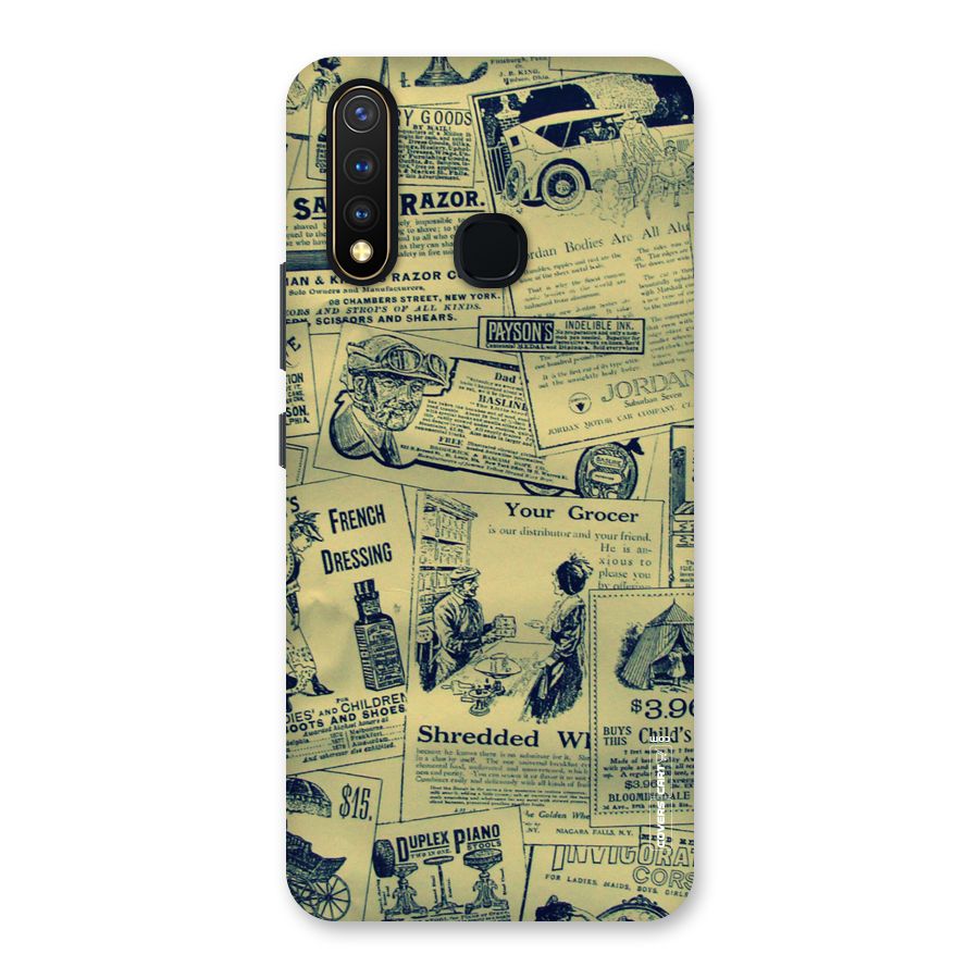 Vintage Newspaper Cutouts Back Case for Vivo U20