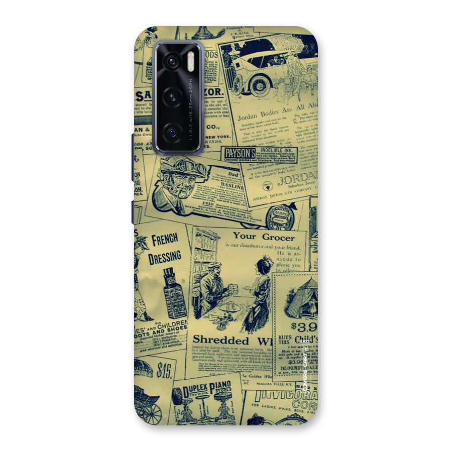 Vintage Newspaper Cutouts Back Case for Vivo V20 SE