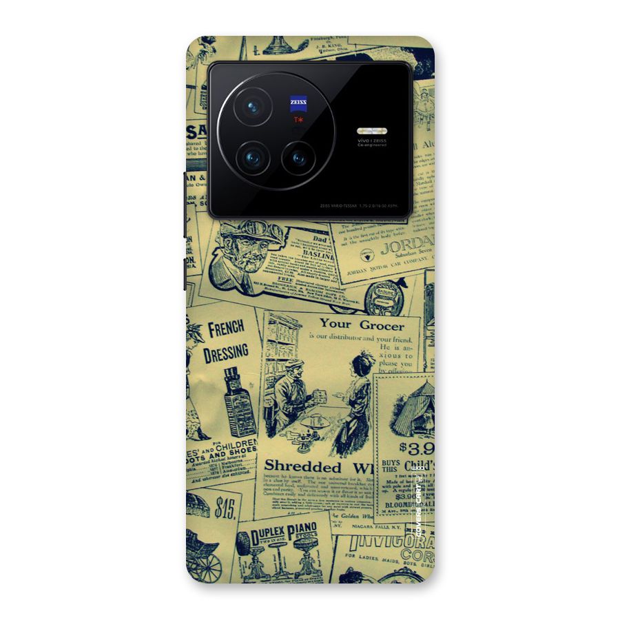 Vintage Newspaper Cutouts Back Case for Vivo X80
