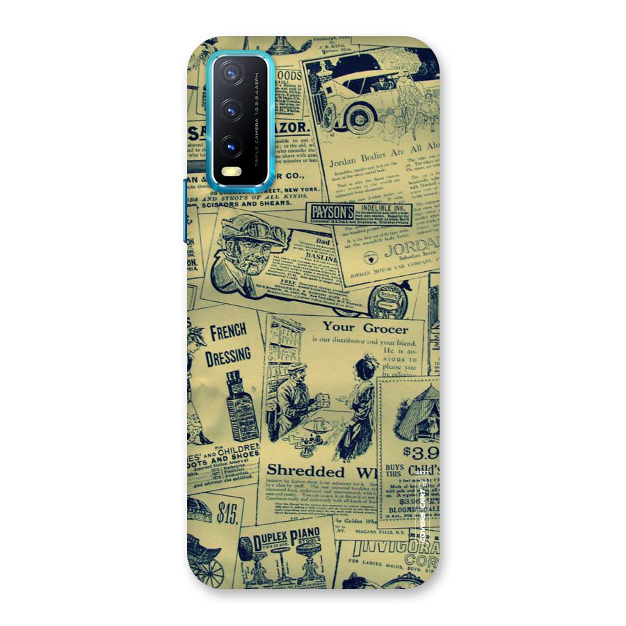 Vintage Newspaper Cutouts Back Case for Vivo Y20