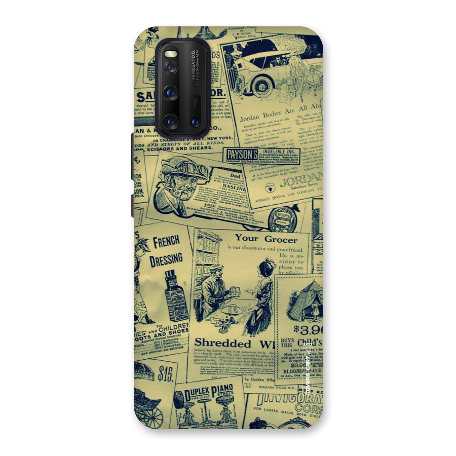 Vintage Newspaper Cutouts Back Case for Vivo iQOO 3