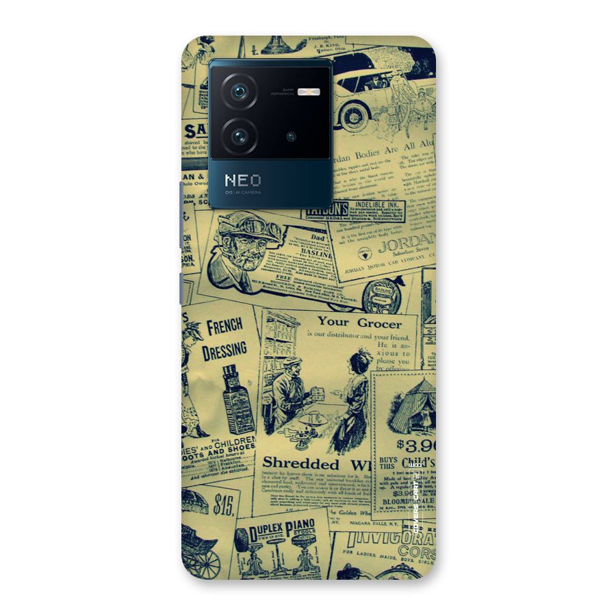 Vintage Newspaper Cutouts Back Case for Vivo iQOO Neo 6 5G