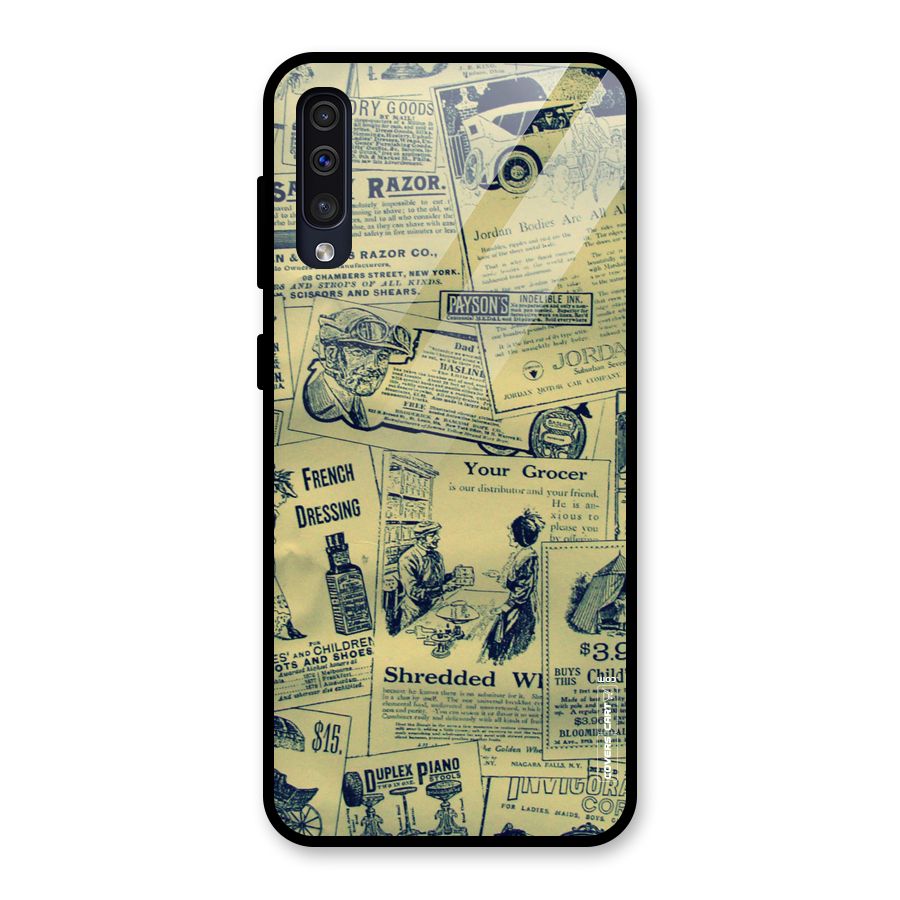 Vintage Newspaper Cutouts Glass Back Case for Galaxy A50s