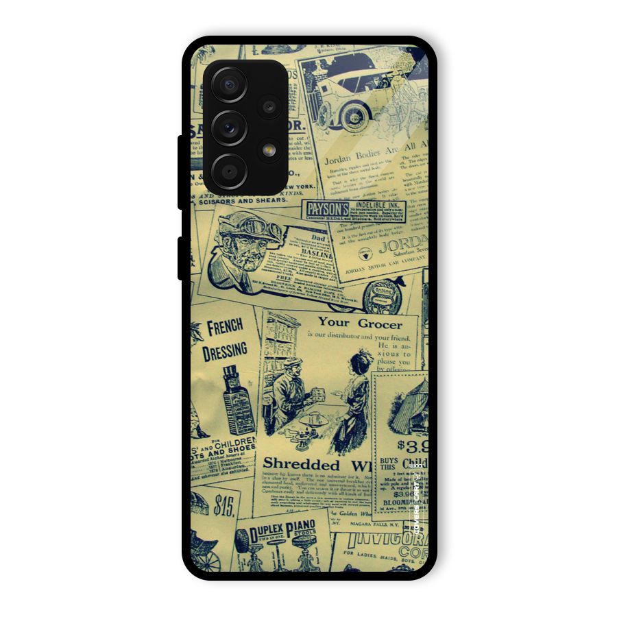 Vintage Newspaper Cutouts Glass Back Case for Galaxy A53 5G