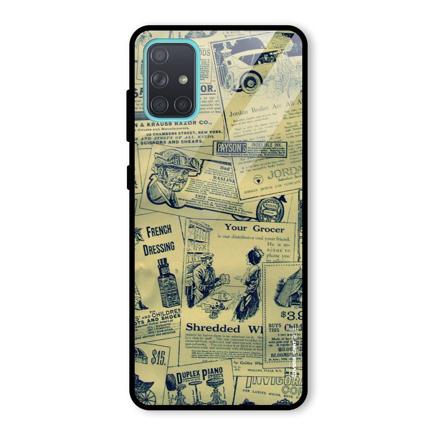 Vintage Newspaper Cutouts Glass Back Case for Galaxy A71