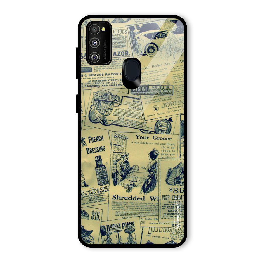 Vintage Newspaper Cutouts Glass Back Case for Galaxy M21