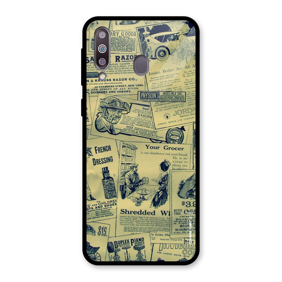 Vintage Newspaper Cutouts Glass Back Case for Galaxy M30