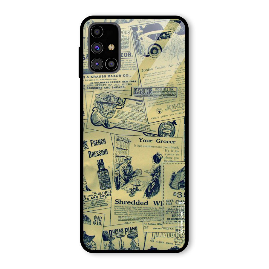 Vintage Newspaper Cutouts Glass Back Case for Galaxy M31s