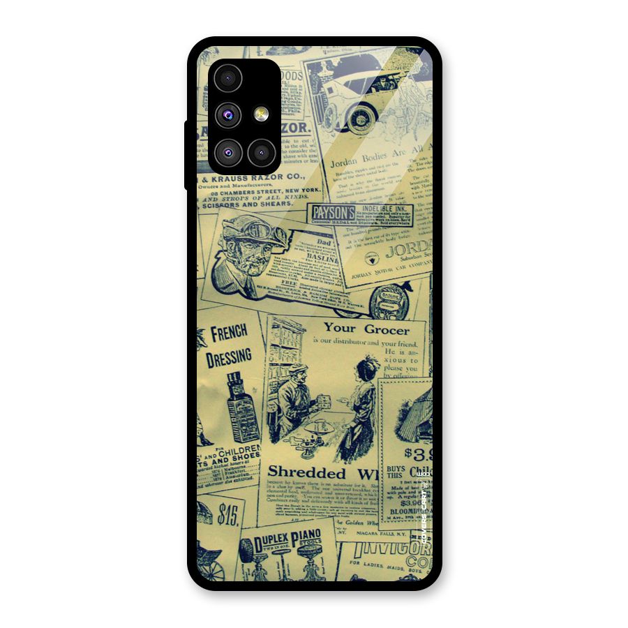 Vintage Newspaper Cutouts Glass Back Case for Galaxy M51
