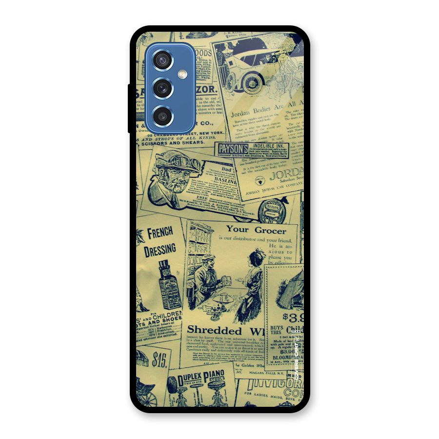 Vintage Newspaper Cutouts Glass Back Case for Galaxy M52 5G