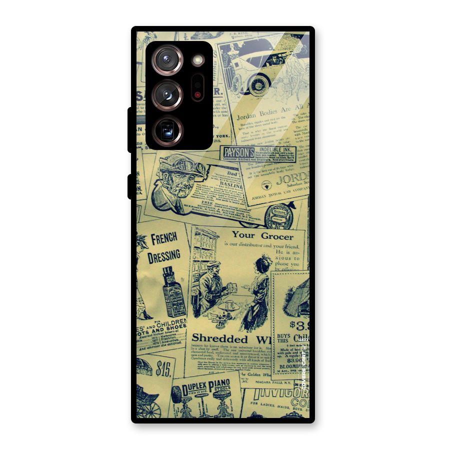 Vintage Newspaper Cutouts Glass Back Case for Galaxy Note 20 Ultra