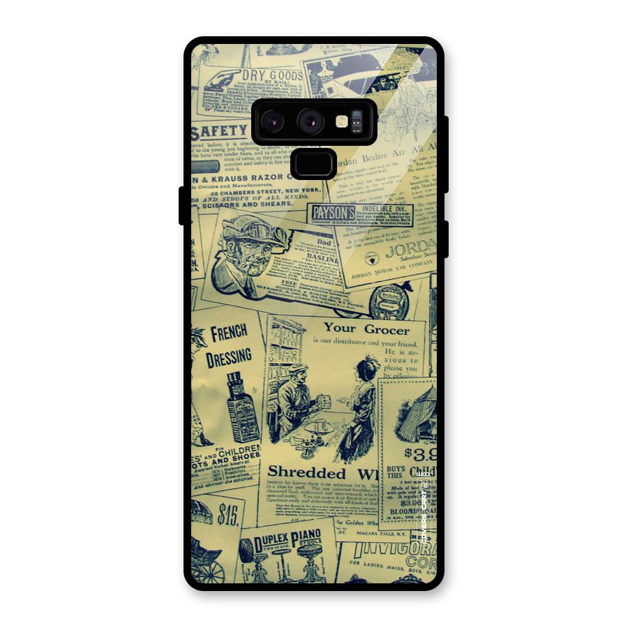 Vintage Newspaper Cutouts Glass Back Case for Galaxy Note 9