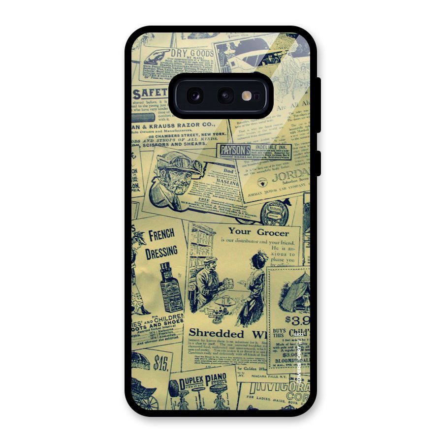 Vintage Newspaper Cutouts Glass Back Case for Galaxy S10e