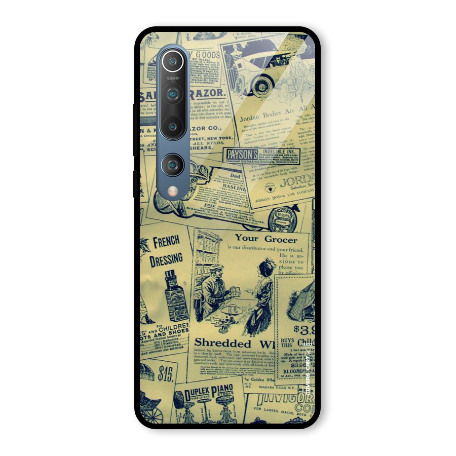Vintage Newspaper Cutouts Glass Back Case for Mi 10