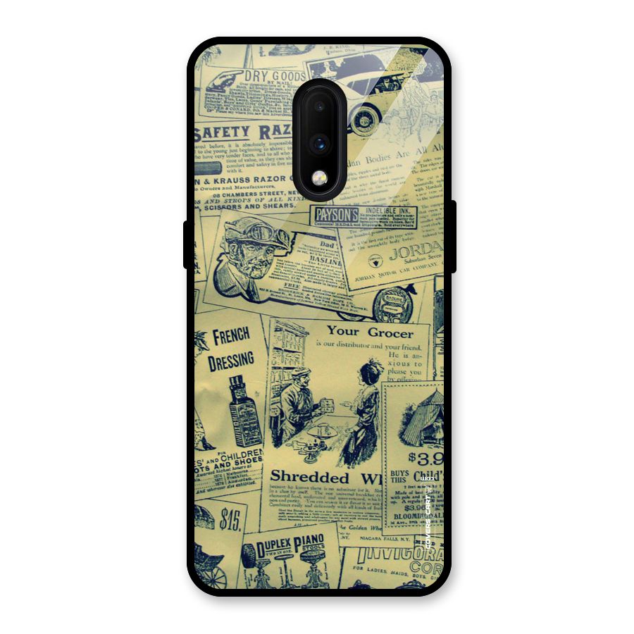 Vintage Newspaper Cutouts Glass Back Case for OnePlus 7