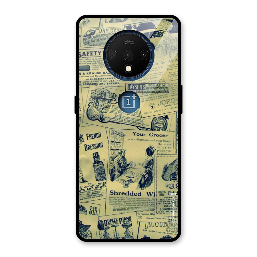 Vintage Newspaper Cutouts Glass Back Case for OnePlus 7T