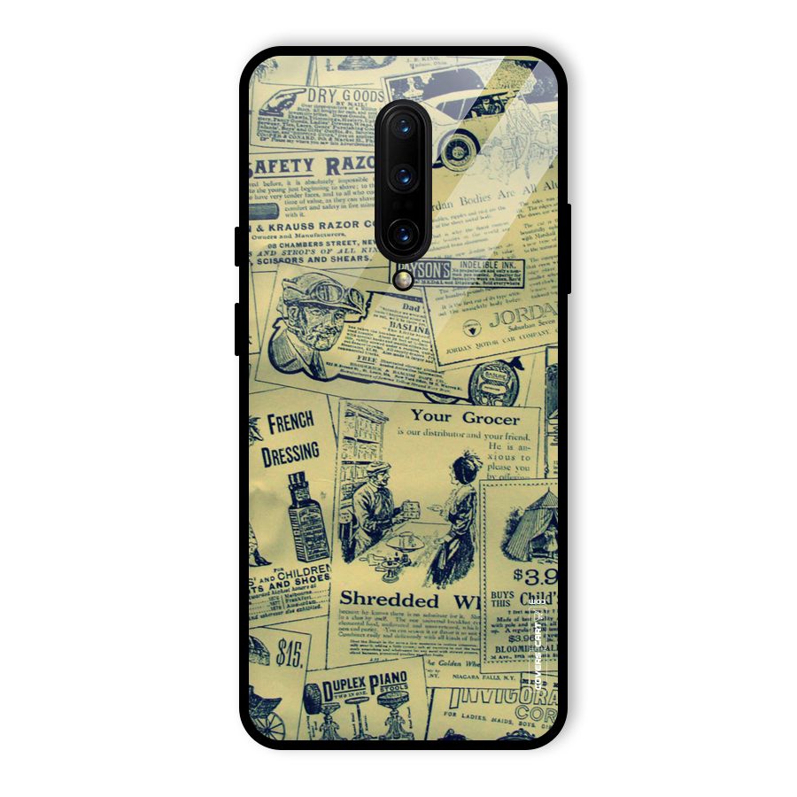 Vintage Newspaper Cutouts Glass Back Case for OnePlus 7 Pro